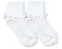 Girls classic turn cuff socks with a ripple edge accent on the edge of the turn cuff. Can be worn cuffed or uncuffed. Rib pattern on cuff and top of foot. Perfect for school, dressing up, pairing with mary janes and much more! Comes in a range of sizes to fit a newborn baby, infant, toddler all the way up to big girl sizes.  Size large fits womens shoe size 6-9.