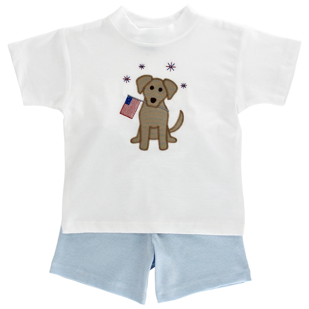 Patriotic Pup Knit Short Set