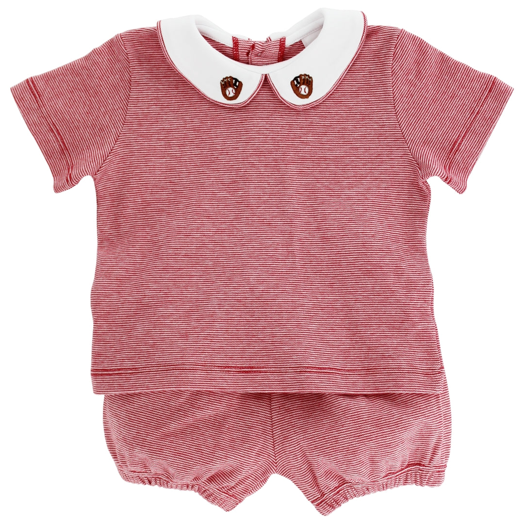Red Baseball Bloomer Set
