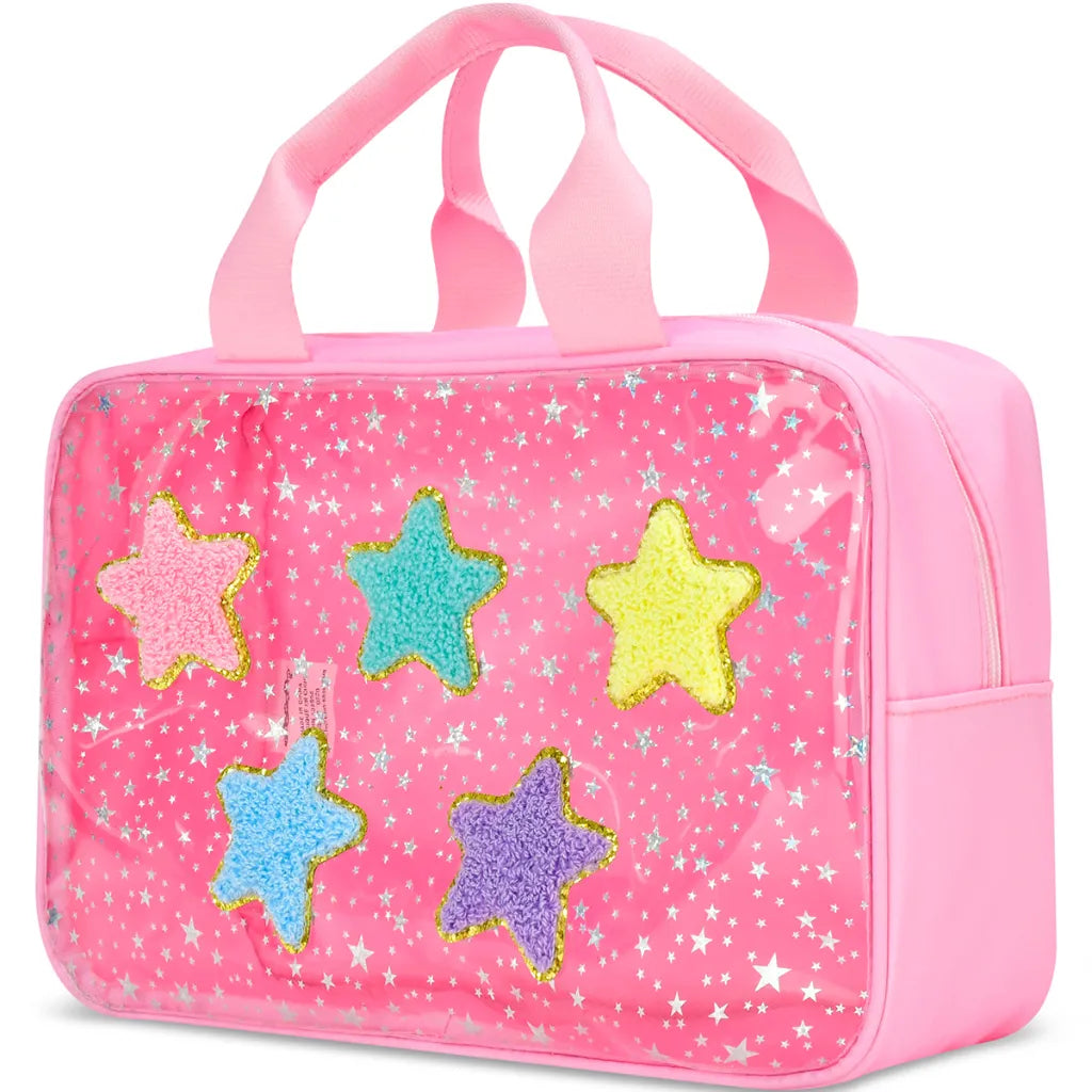 Pink Star Large Cosmetic Bag