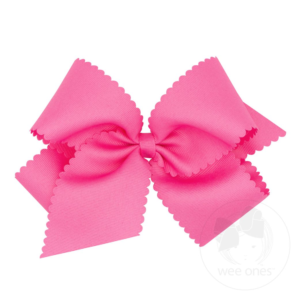 King Grosgrain Hair Bows with Scalloped Edge