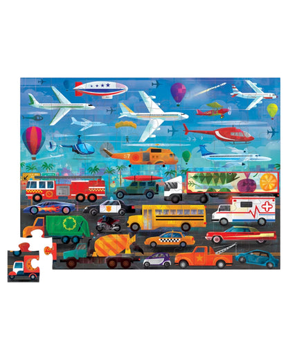 Kids love Opposites! A wonderful large 48 piece floor puzzle sure to delight the children in your world. Our Things that Go puzzle prevents a fascinating array of vehicles that fly above in the sky and those below that fill the streets and highways in our worlds. Kids will have great fun trying to recognize and name the different vehicles....helicopters, blimps, hot air balloons and airplanes...school buses, fire engines, police cars and tow trucks.