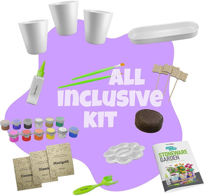 Paint &amp; Plant Stoneware Flower Gardening Kit