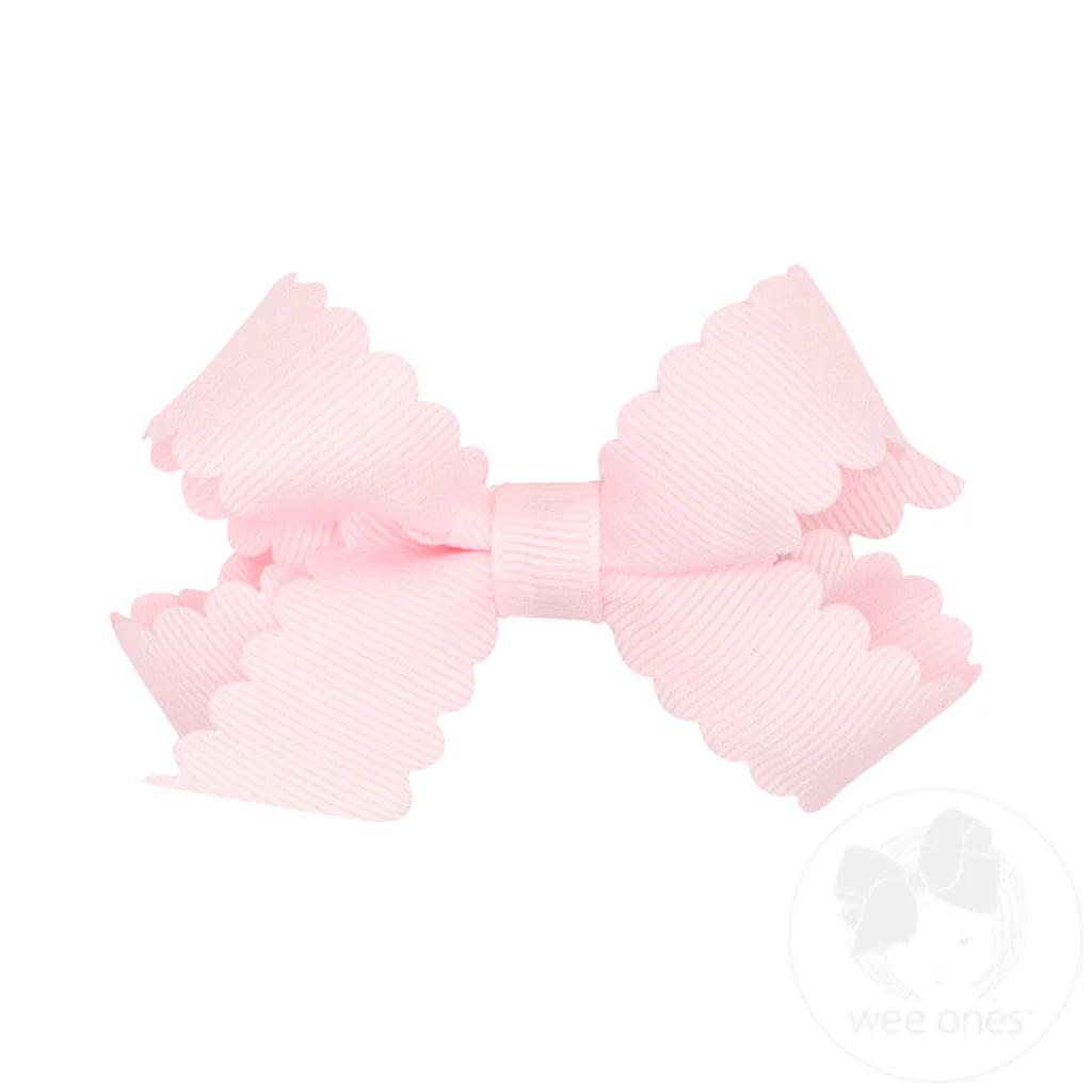 Mini Grosgrain Hair Bows with Scalloped Edge