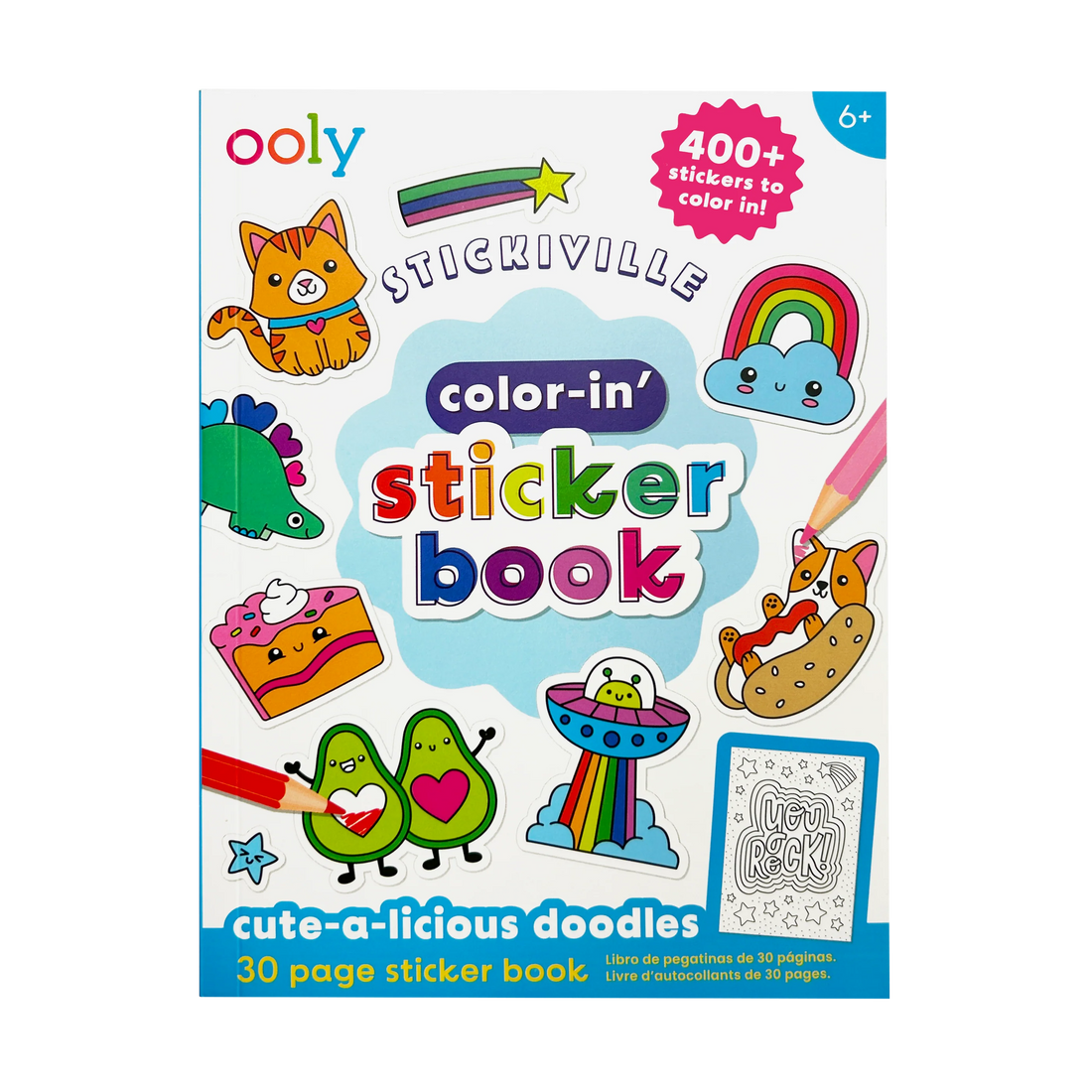 The Color-In’ Sticker Book: Cute-A-Licious Doodles