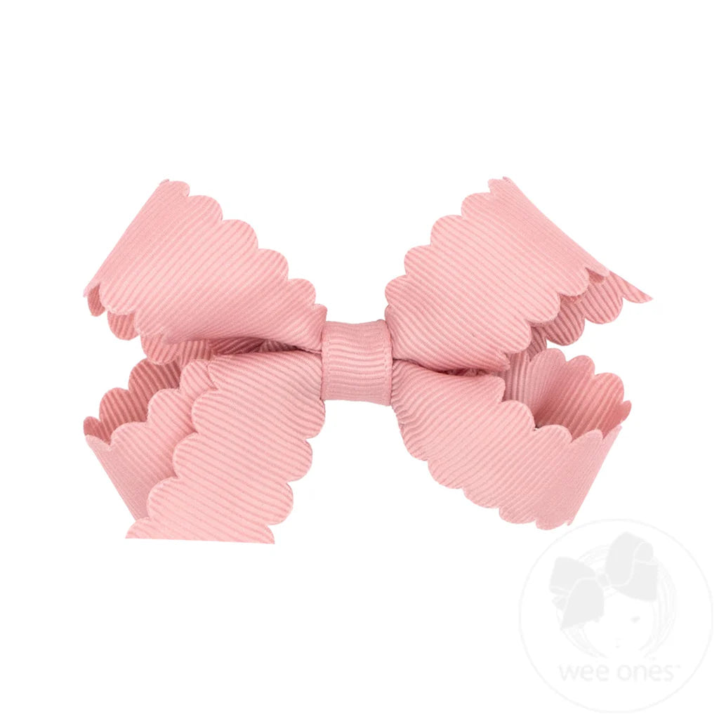 Mini Grosgrain Hair Bows with Scalloped Edge