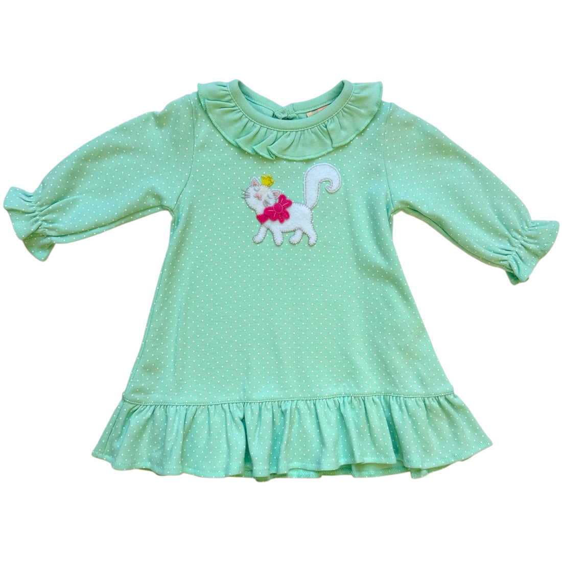 Crown Kitten Mint Polka Dot Dress