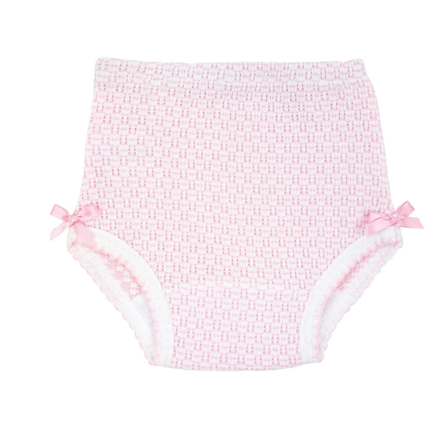 Pink Knit Diaper Cover With Bows