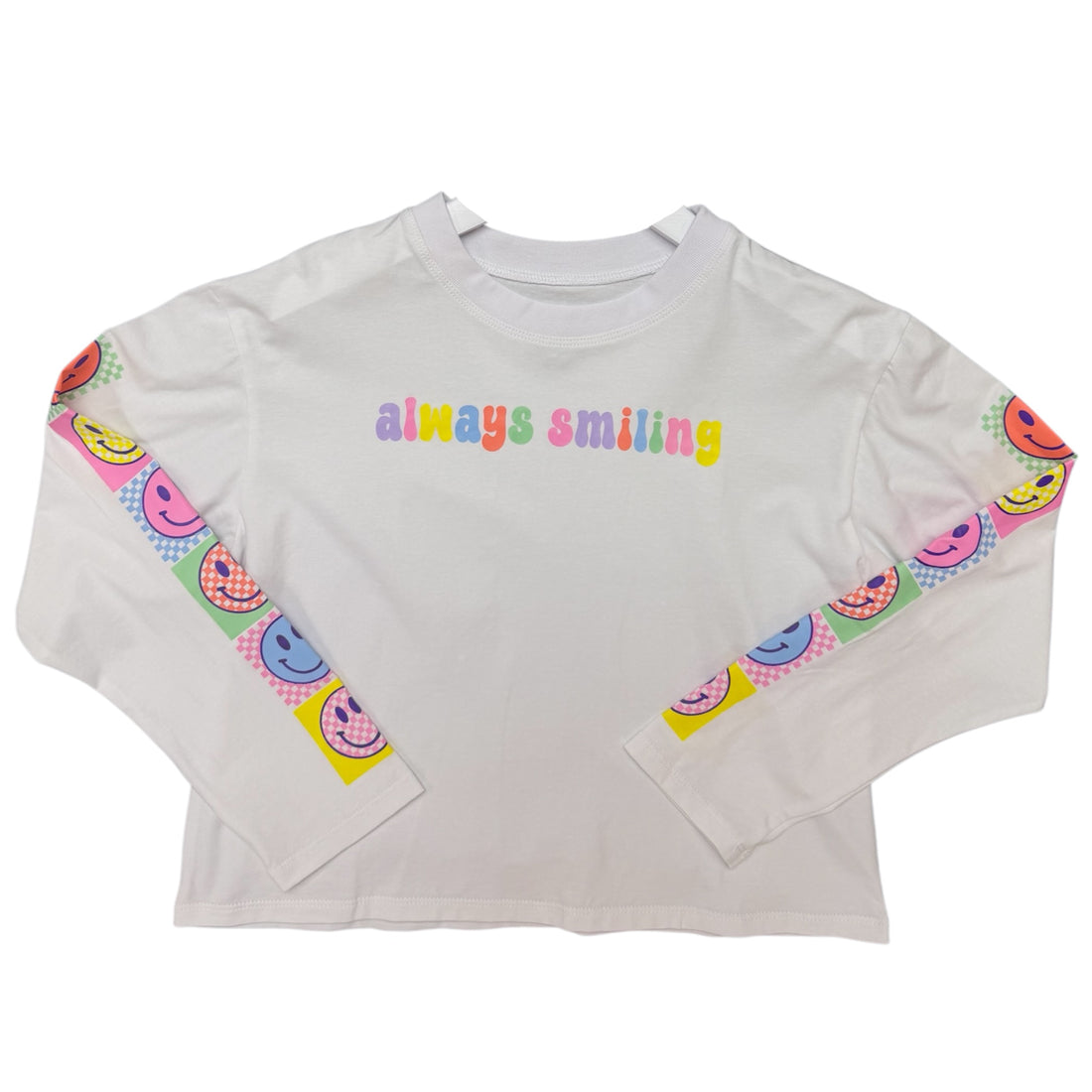 Always Smiling White Long Sleeve Boxy Tee