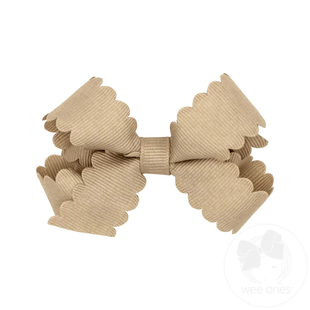 Mini Grosgrain Hair Bows with Scalloped Edge