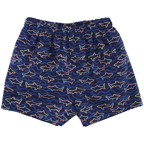 Ready for the pool or beach! Your little shark enthusiast will love this shark printed swim trunk. Featuring an elastic waistband for all day comfort.