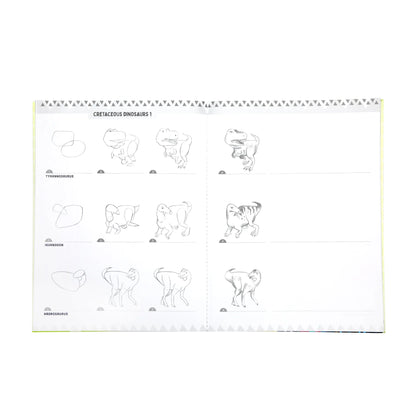A thoughtfully designed introduction to drawing dinosaurs in sequential steps. Sections are organized by geological period, each ending with a two-page landscape spread for you to populate with the creatures and prehistoric plants you have learned to draw!