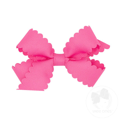Mini Grosgrain Hair Bows with Scalloped Edge