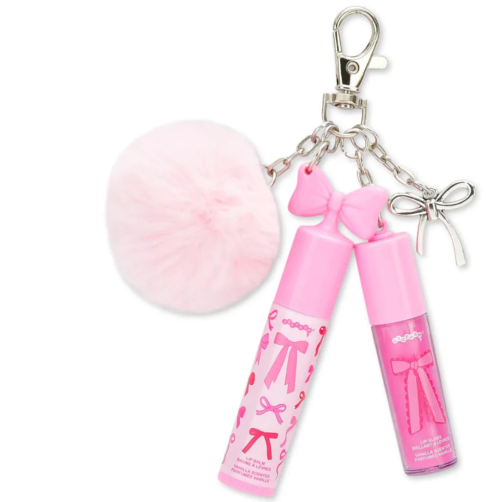 Bow Lip Gloss &amp; Lip Balm Key Chain Set