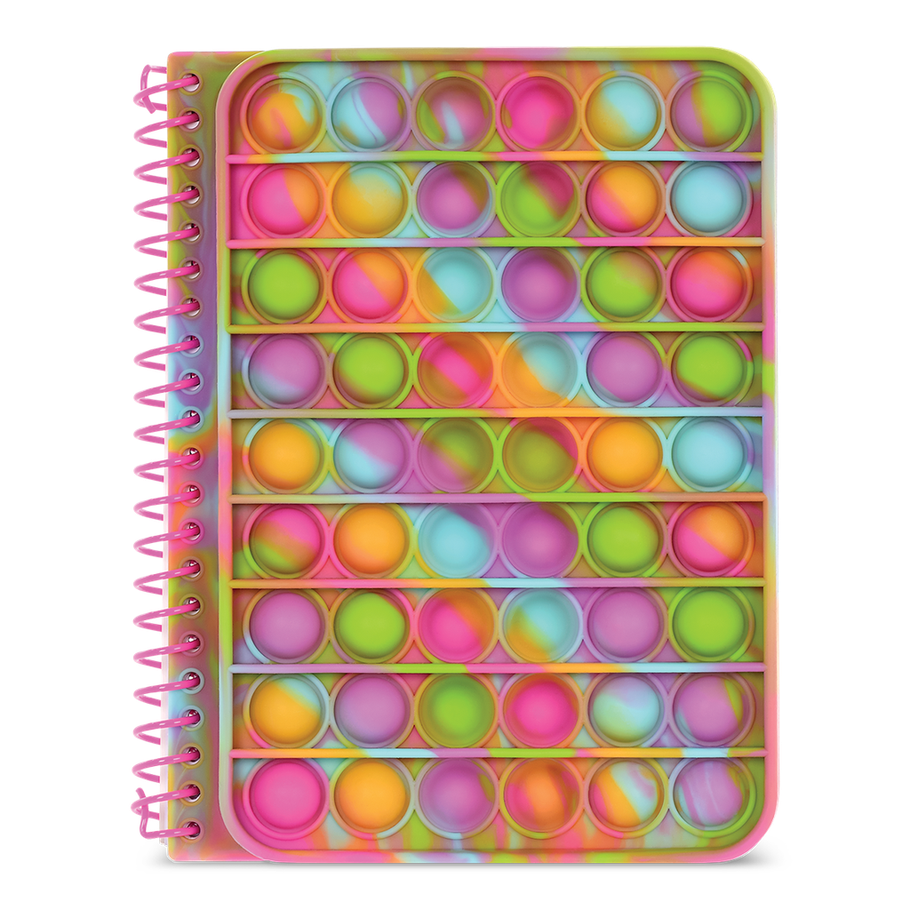 Bring on the good vibes and a splash of color with the Rainbow Tie Dye Popper Journal by Iscream. Perfect for teens and young girls, this journal features 120 lined sheets and measures 5 3/4" w x 7" h. Express yourself with style and positivity!