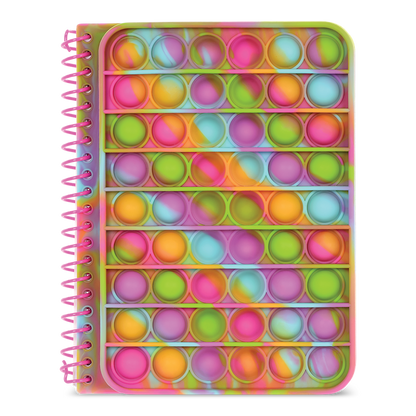 Bring on the good vibes and a splash of color with the Rainbow Tie Dye Popper Journal by Iscream. Perfect for teens and young girls, this journal features 120 lined sheets and measures 5 3/4" w x 7" h. Express yourself with style and positivity!