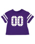 Show your team spirit in style with the Azarhia Glitter Double 00 Stars Boxy Purple Gameday Tee. This playful purple tee features a sparkling double 00 glitter design on the chest, adding a fun and eye-catching touch to your game day outfit. Its boxy fit keeps you comfortable and cool while cheering on your favorite team. Perfect for fans who want to shine bright in the stands!

95% cotton 5% spandex
Machine wash with like colors, Do not bleach, Tumble dry low. 