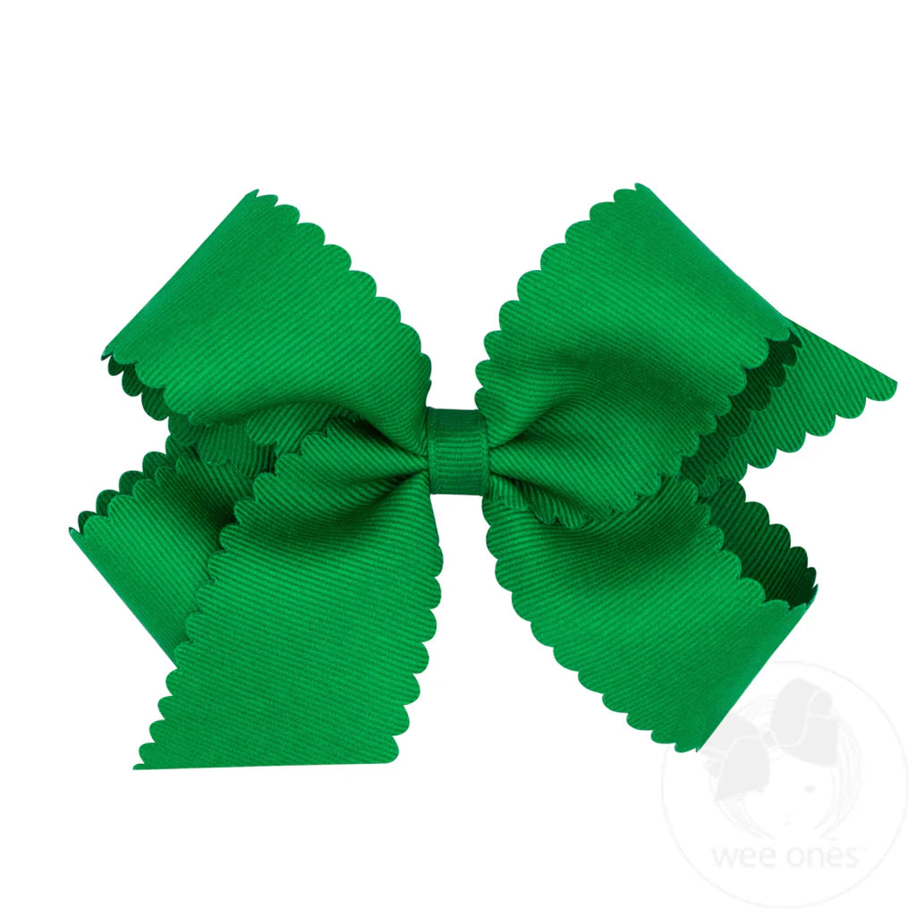 King Grosgrain Hair Bows with Scalloped Edge