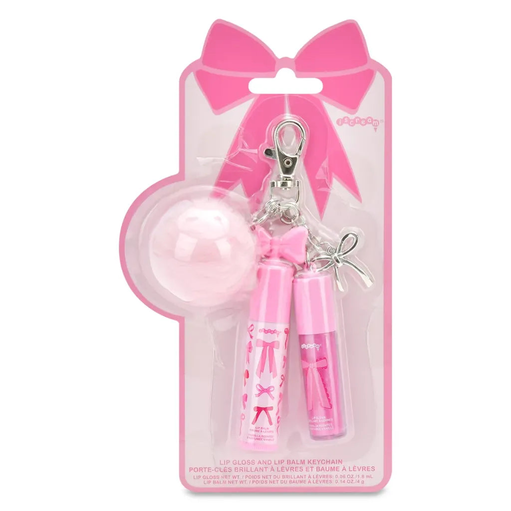 Bow Lip Gloss &amp; Lip Balm Key Chain Set