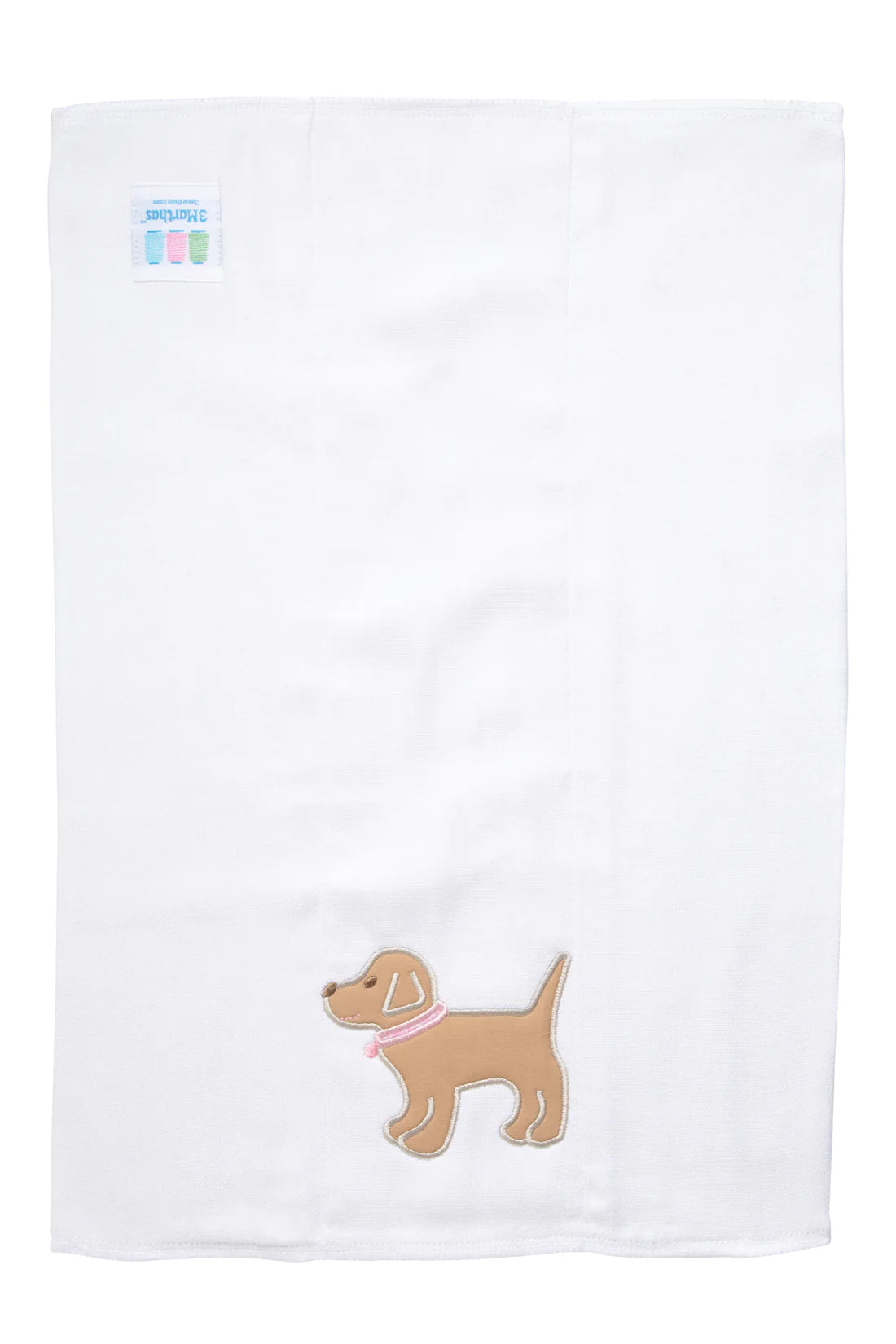 Pink Puppy Appliqué Burp Cloth
