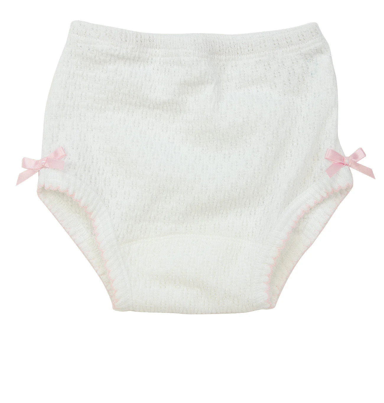 White w/ Pink Trim Diaper Cover With Bows