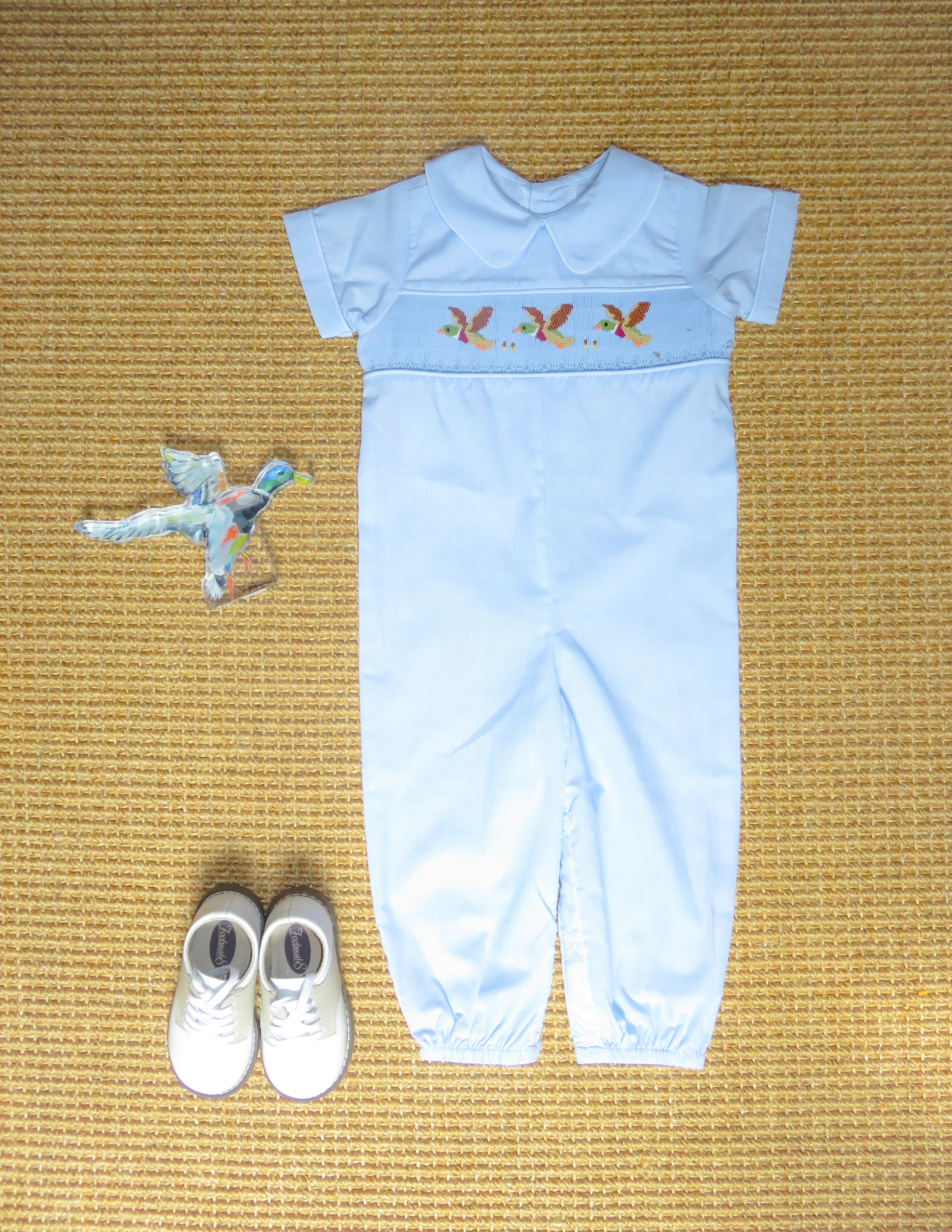 Blue Rowan Long Romper - Duck Trio