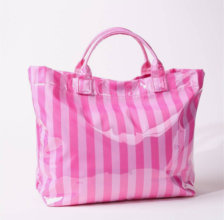 Large Striped Vinyl Tote Bags