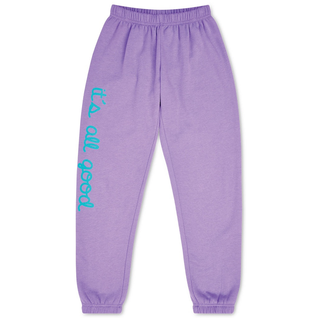 Get ready to add some fun to your wardrobe with our All Good Vivid Violet Basic Sweatpants! Made from a blend of polyester, cotton, and rayon, these sweatpants are not only comfortable, but also machine washable for easy care. Perfect for young teens, these sweatpants can be paired with our Rainbow Smile Vivid Violet Basic Crew Neck Sweatshirt for a playful and stylish look.