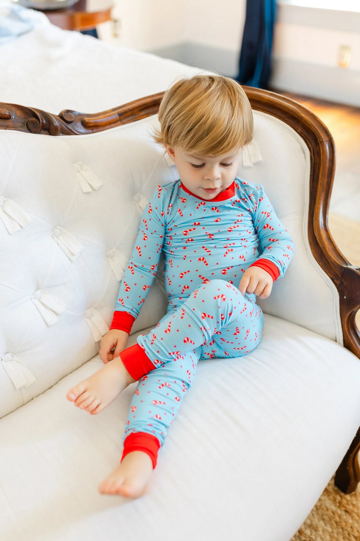 Blue Candy Cane Pajama Set