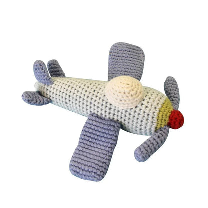 Airplane Hand Crochet Rattle 6"