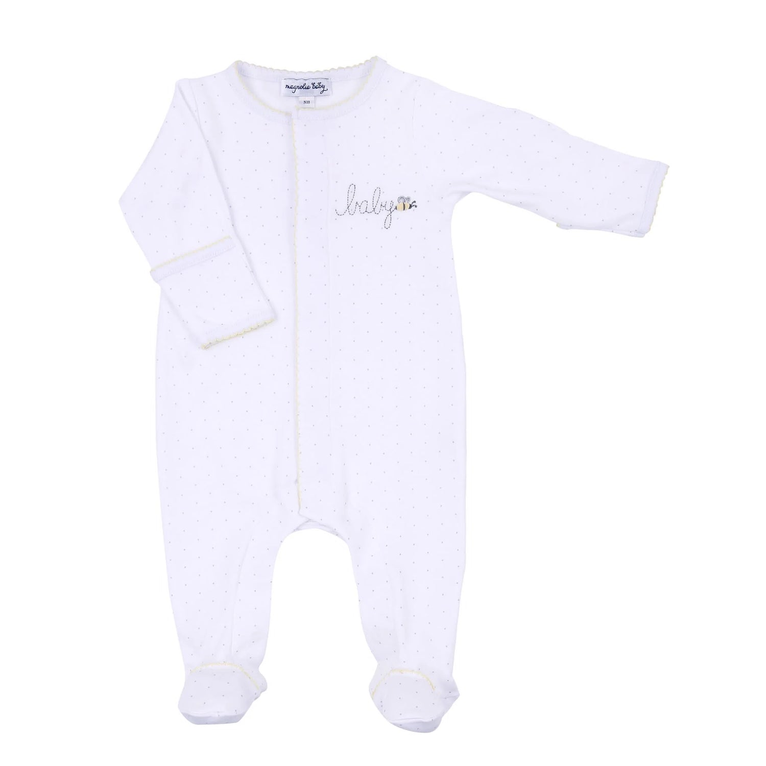 White w/ Yellow Trim Baby Bumblebee Footie