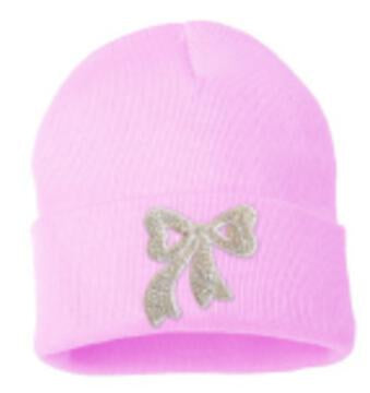 Pink Crystal Bow Beanie