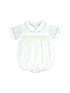 The Beau Bubble is a classic piece designed with heirloom-quality details. Crafted from soft white batiste, this charming outfit features delicate light blue and yellow smocking across the chest. A Peter Pan collar and sleeves piped in light blue add a refined touch, making it perfect for special occasions, portraits, or everyday elegance. Lightweight and breathable, this bubble ensures both comfort and style for your little one.
