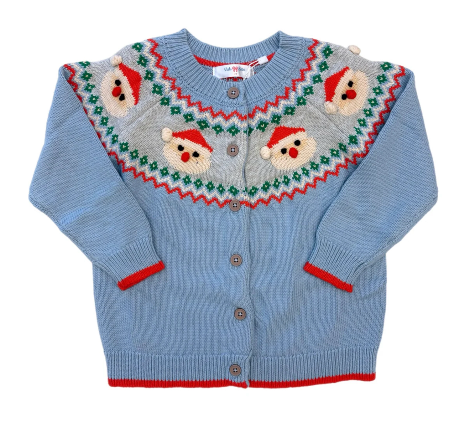 Festive, cozy, and oh-so classic! Our Santa Blue Knit Cardigan is the perfect holiday layer for your little one. Made in a soft knit with darling Santa embroidery, this cardigan brings cheerful charm to every December outing.