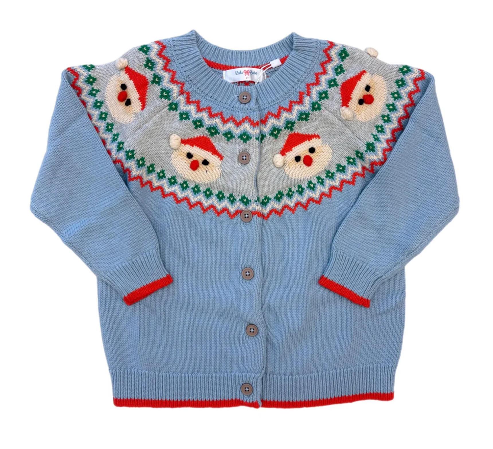 Festive, cozy, and oh-so classic! Our Santa Blue Knit Cardigan is the perfect holiday layer for your little one. Made in a soft knit with darling Santa embroidery, this cardigan brings cheerful charm to every December outing.