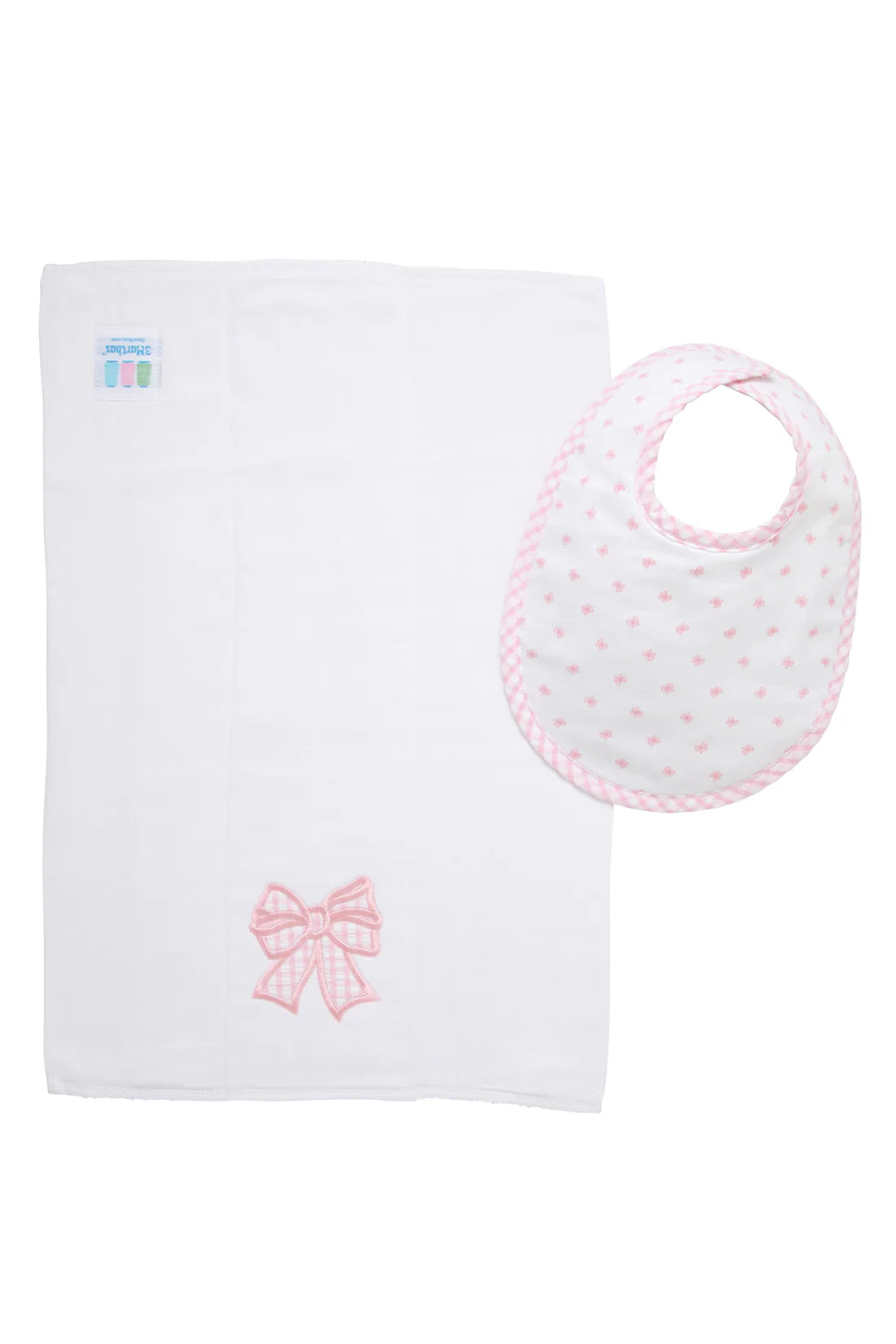 Bow Basic Bib &amp; Burp Boxed Set, Pink