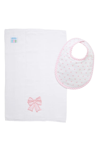 Bow Basic Bib &amp; Burp Boxed Set, Pink