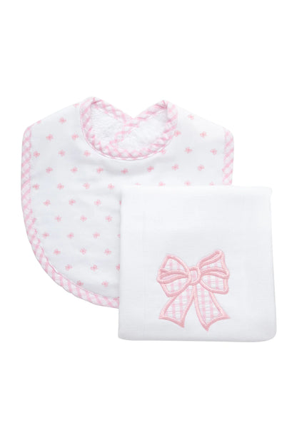 Bow Basic Bib &amp; Burp Boxed Set, Pink