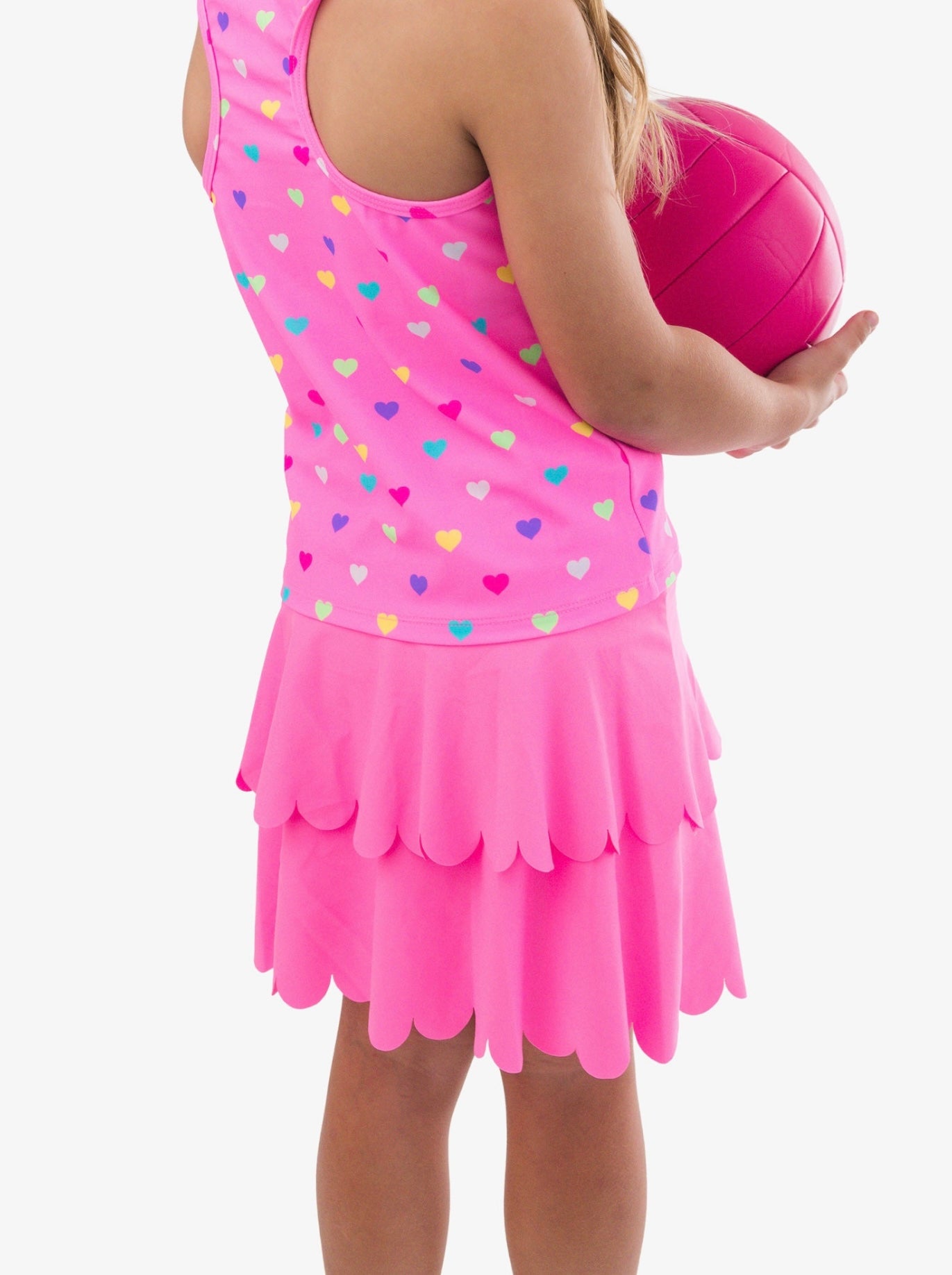 Neon Pink Active Tiered Flare Skort