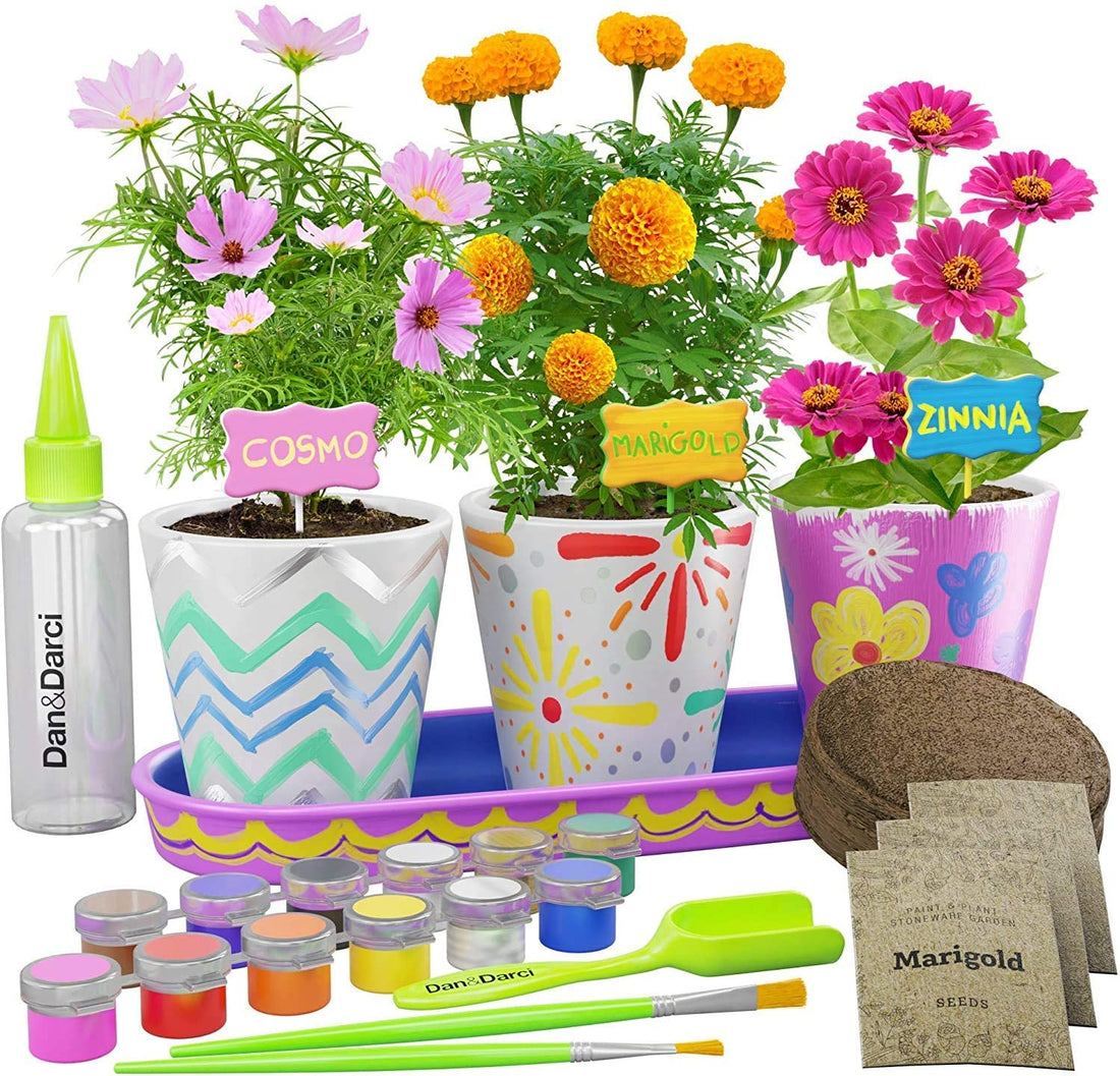 Paint &amp; Plant Stoneware Flower Gardening Kit