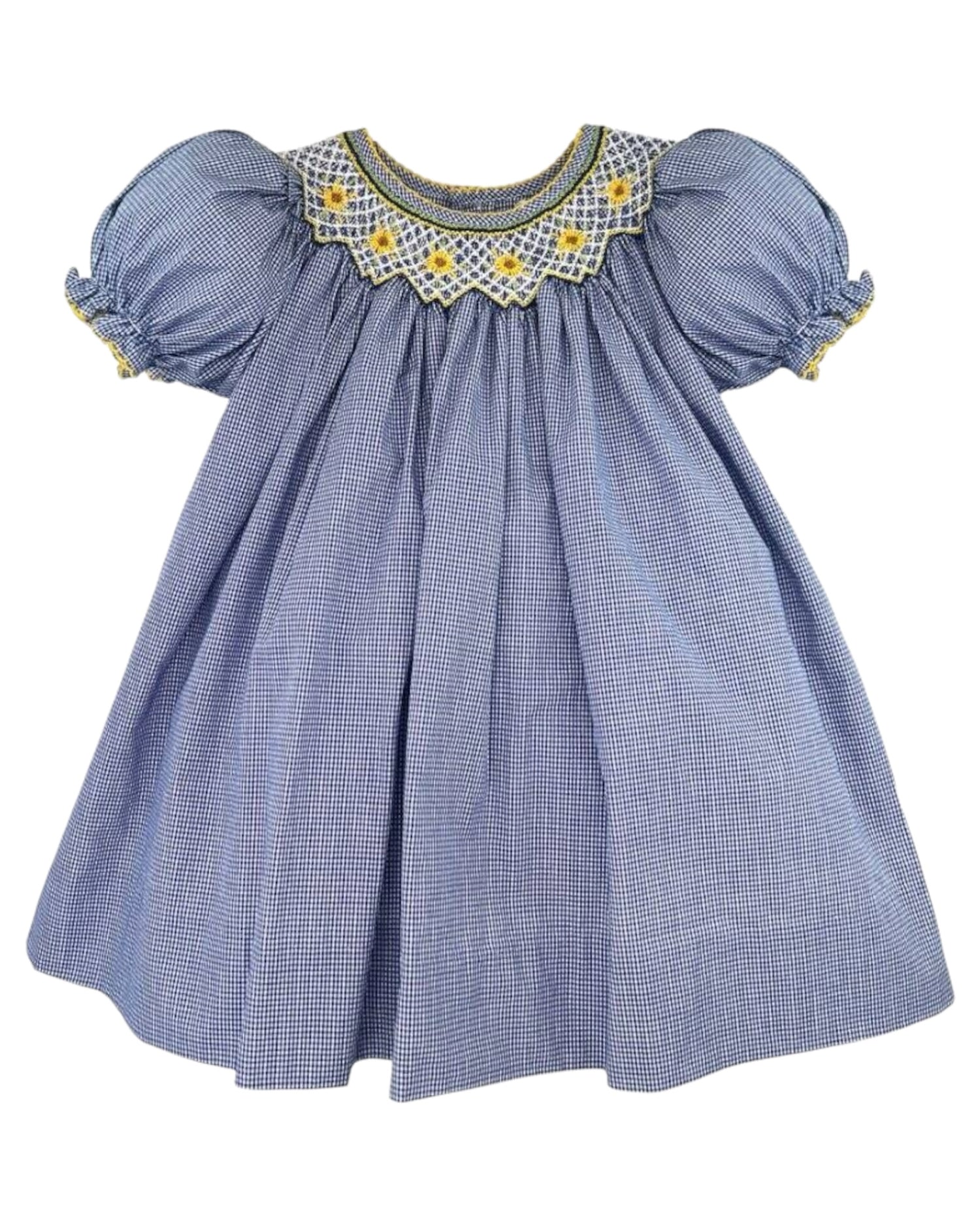 Smocked Blue Sunflower Dress