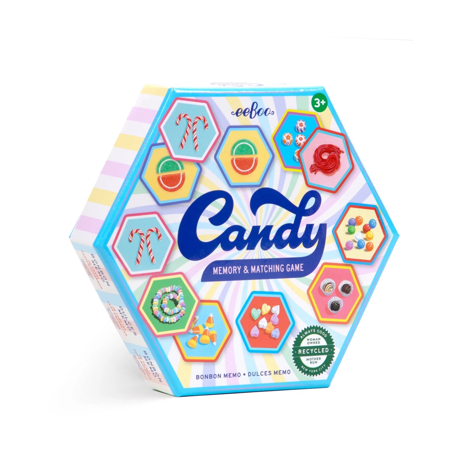 A sweet little concentration game in a hexagonal box, small enough to take anywhere. Challenge your memory matching candy corn, colorful taffy and other classic confections. Satisfy a sugar craving without risking a trip to the dentist! Masterfully illustrated by Lizzy Rockwell.
