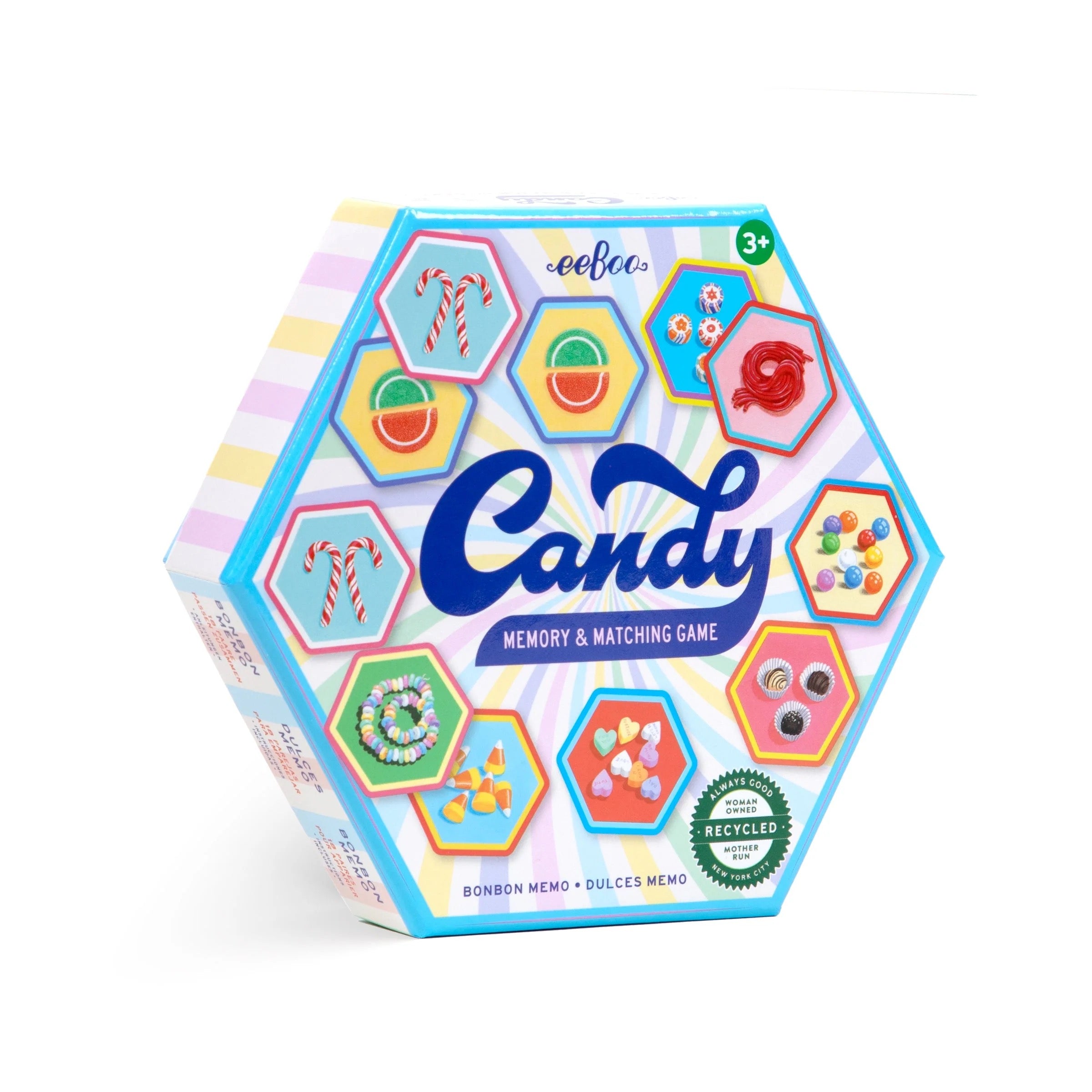 A sweet little concentration game in a hexagonal box, small enough to take anywhere. Challenge your memory matching candy corn, colorful taffy and other classic confections. Satisfy a sugar craving without risking a trip to the dentist! Masterfully illustrated by Lizzy Rockwell.
