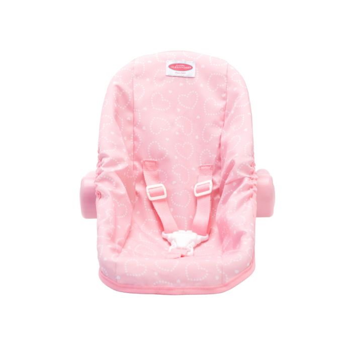 Car Seat Carrier for Dolls, Pink Hearts