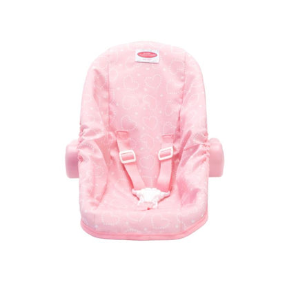 Car Seat Carrier for Dolls, Pink Hearts