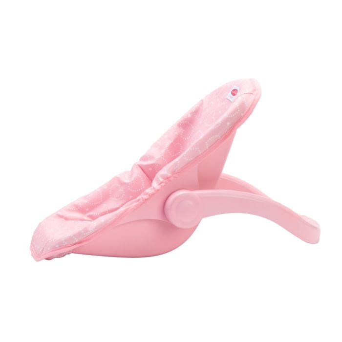 Car Seat Carrier for Dolls, Pink Hearts