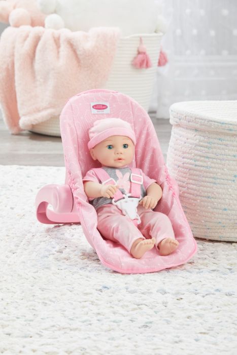 Car Seat Carrier for Dolls, Pink Hearts