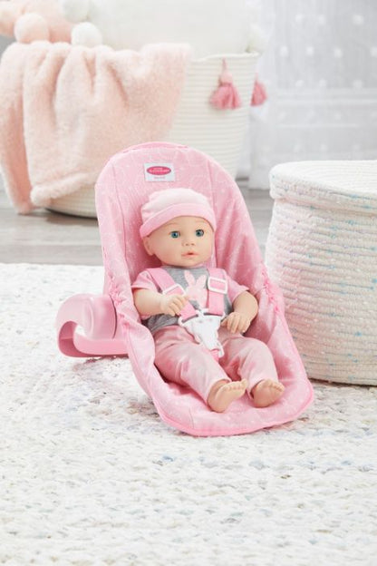 Car Seat Carrier for Dolls, Pink Hearts