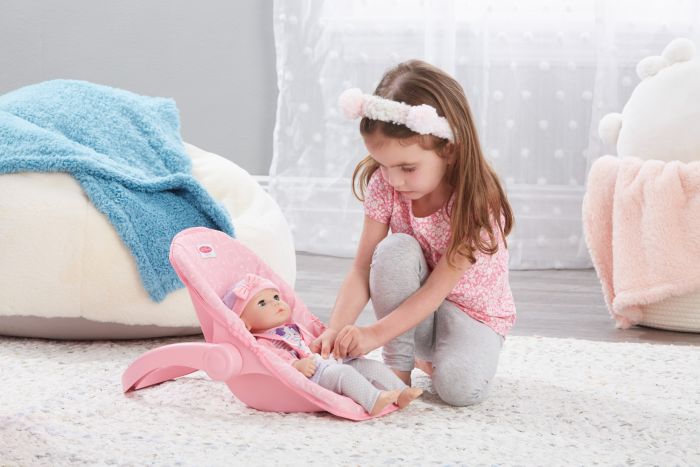 Car Seat Carrier for Dolls, Pink Hearts