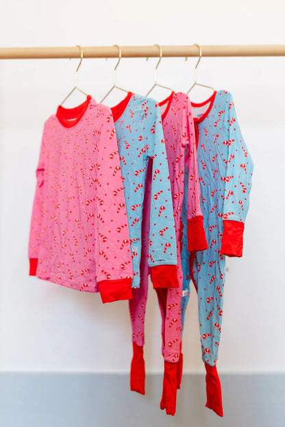 Blue Candy Cane Pajama Set